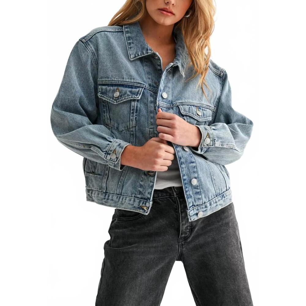 NEW JEMINA relaxed denim jacket in light wash